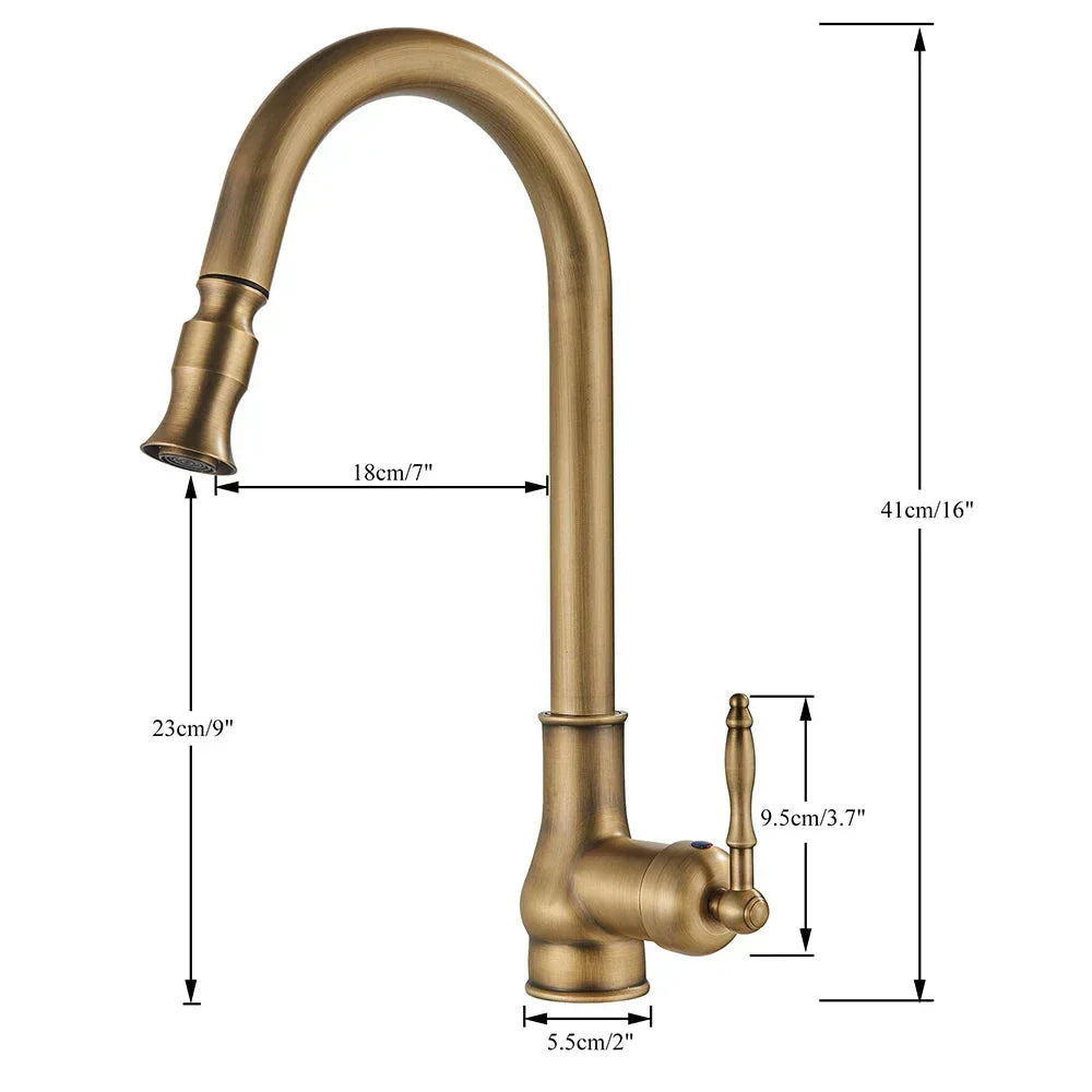 siopsrl | VintageTap Antique Brass Kitchen Tap – Retro Style Mixer Faucet with Swivel Spout