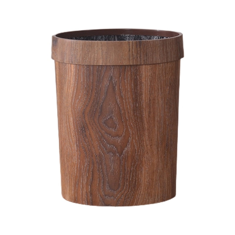 Elegant Retro Wooden Grain Trash Can | Siopsrl