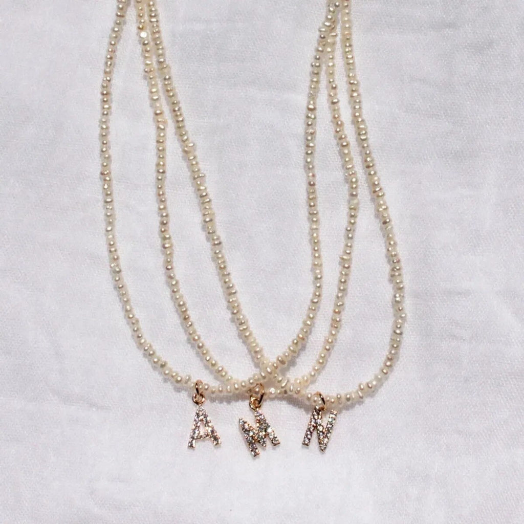 Shelly Crystal Pearl Initial Choker