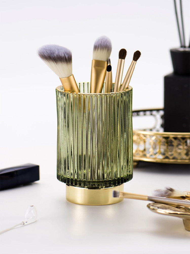 Siopsrl| Elise Gold Foil Glass Makeup Halter & Organizer