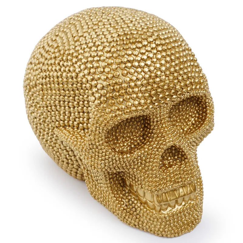 Siopsrl| BUF Large Silver/Gold Skull Statue Resin Craft Decorative Ornaments Halloween Decoration Sculpture Home Decor Figures