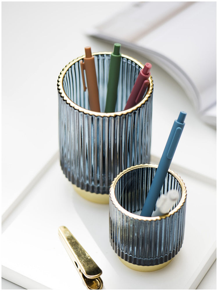 Siopsrl| Elise Gold Foil Glass Makeup Halter & Organizer