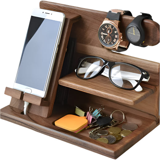 Charging station and desk organizer made of wood for phones and accessories Siopsrl