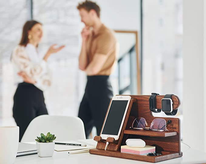 Siopsrl| Wooden Phone Docking | Perfect organizer for your gadgets