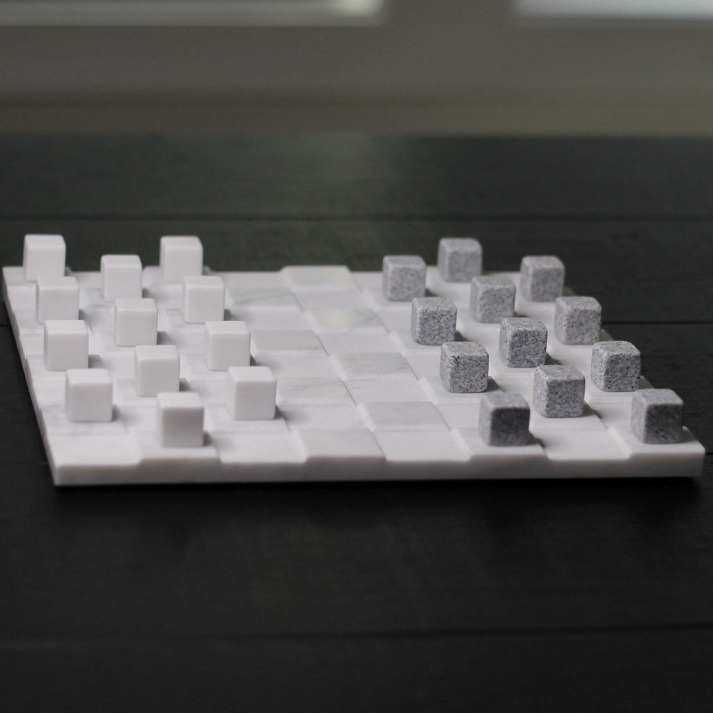 Stone Checkers Set - White Carrara