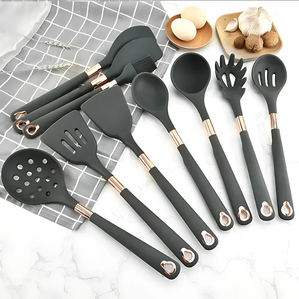 EliteCook - 12-piece gold-coated kitchen utensil set Siopsrl
