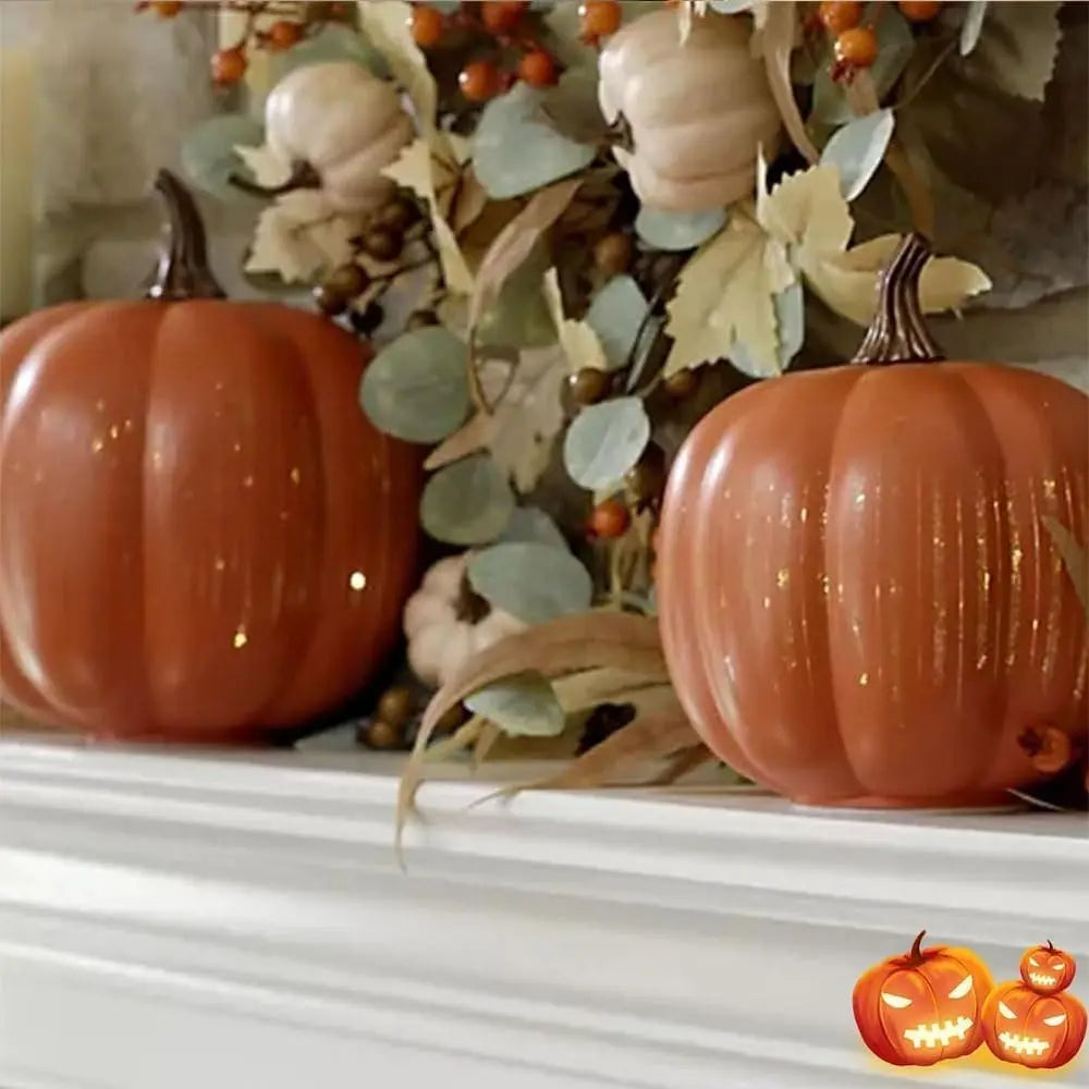 Siopsrl| Illuminated Pumpkins with Star Light – Decorative Autumn Accent with Timer