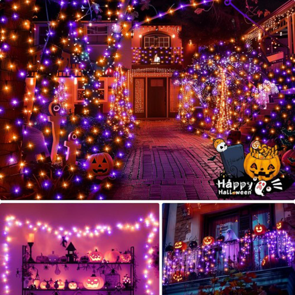Siopsrl| Halloween LED String Lights – Purple and Orange Fairy Lights for Outdoor Terrace, Garden, Street, Home, Christmas, and Party Decor