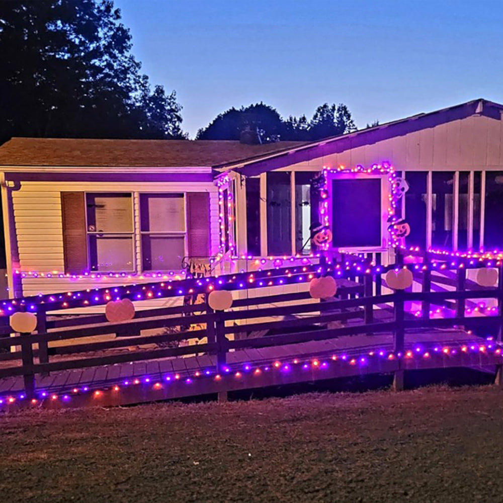 Siopsrl| Halloween LED String Lights – Purple and Orange Fairy Lights for Outdoor Terrace, Garden, Street, Home, Christmas, and Party Decor