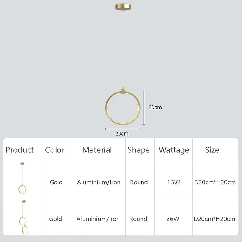 Siopsrl| Elegant Double Ring Pendant Light | DuoGlow
