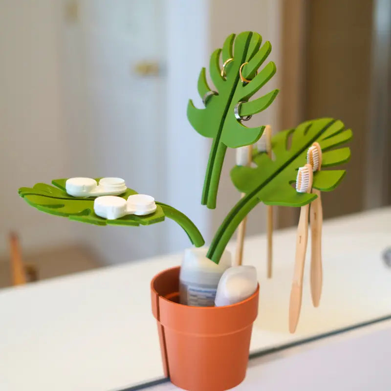 Siopsrl| Monstera Mirror-Mounted Bathroom Organizer - Space-Saving with Stylish Design