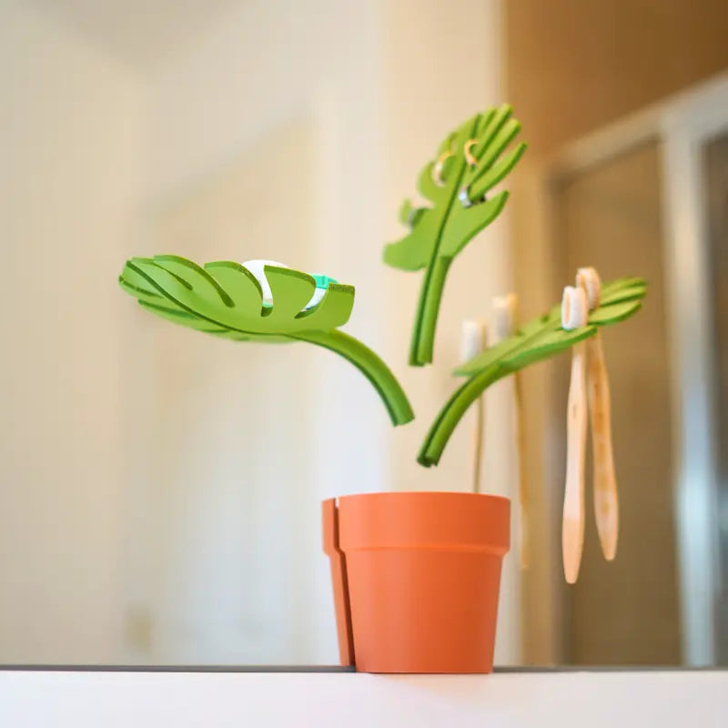 Siopsrl| Monstera Mirror-Mounted Bathroom Organizer - Space-Saving with Stylish Design