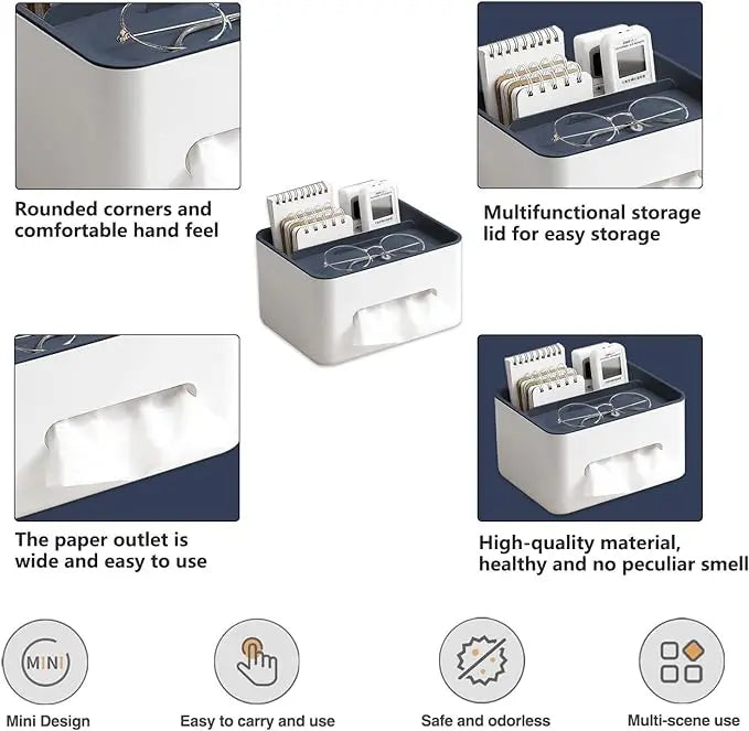 Siopsrl| Multifunctional Tissue Box with Organizer – For Bathroom, Office & Living Room