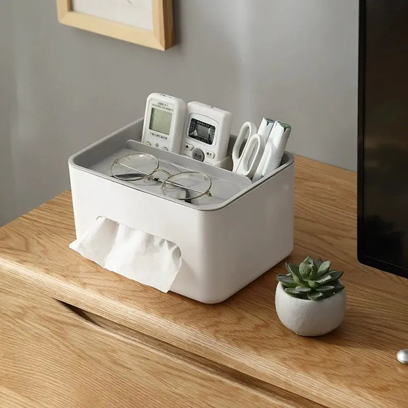Siopsrl| Multifunctional Tissue Box with Organizer – For Bathroom, Office & Living Room