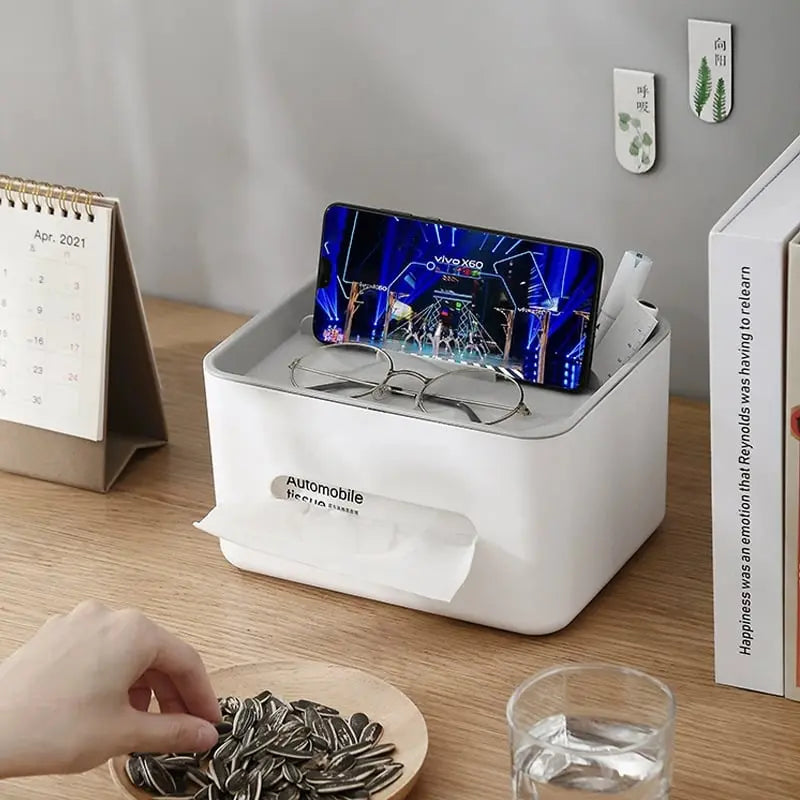 Siopsrl| Multifunctional Tissue Box with Organizer – For Bathroom, Office & Living Room