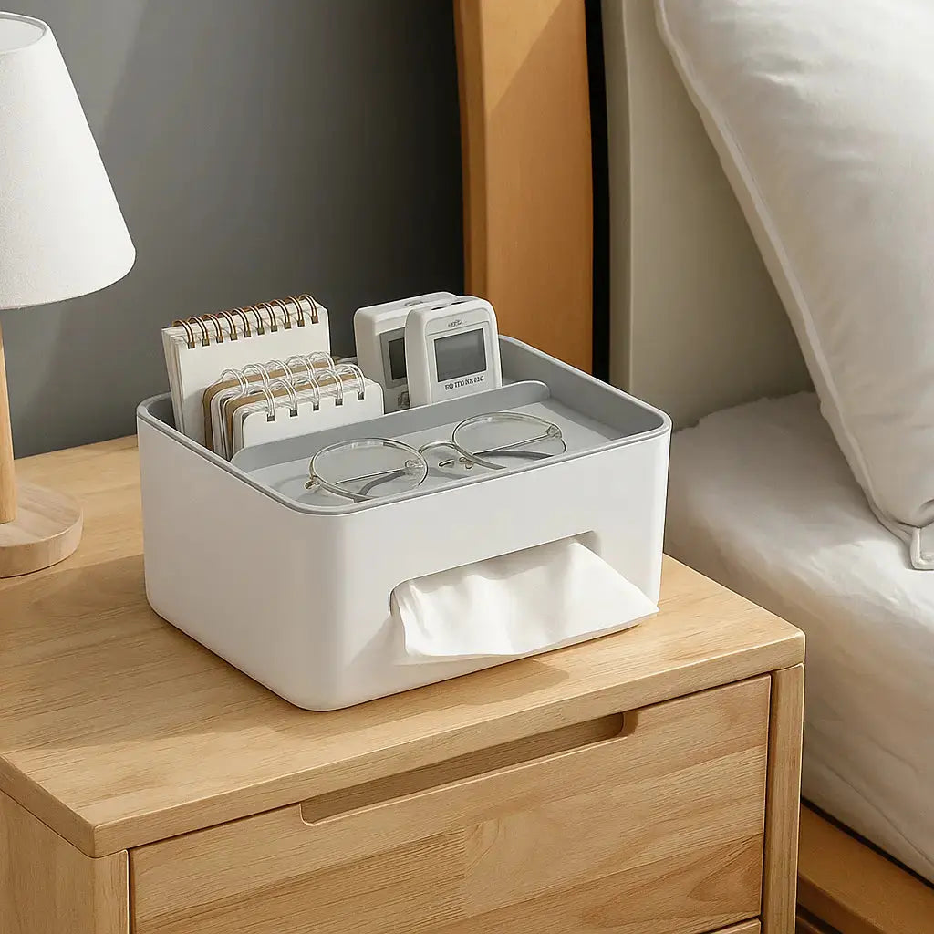 Siopsrl| Multifunctional Tissue Box with Organizer – For Bathroom, Office & Living Room
