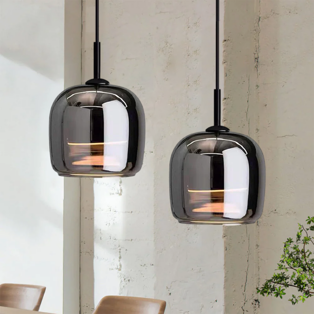 Siopsrl| Nordic Black Glass Pendant Light Fixture - Modern Hanging Lamp for Kitchen Island & Dining Room