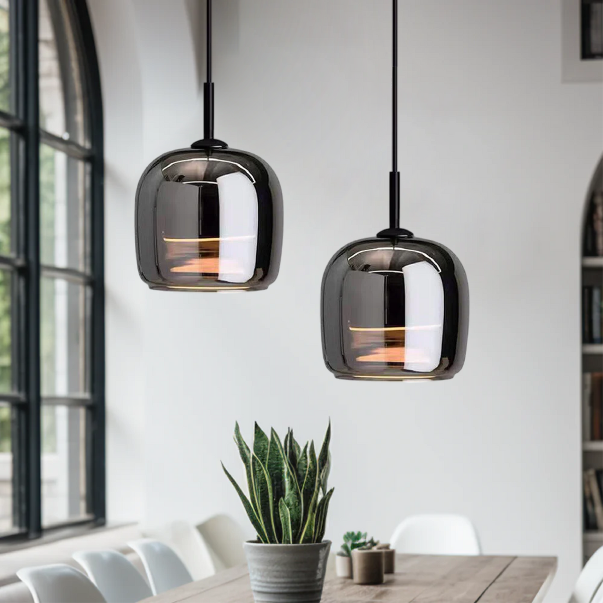 Siopsrl| Nordic Black Glass Pendant Light Fixture - Modern Hanging Lamp for Kitchen Island & Dining Room