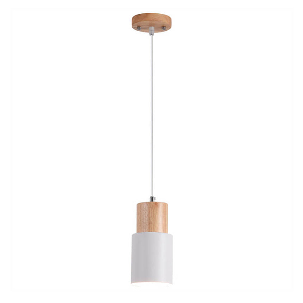 Siopsrl| Pendant Light Modern Wood Black Cylinder Fixture