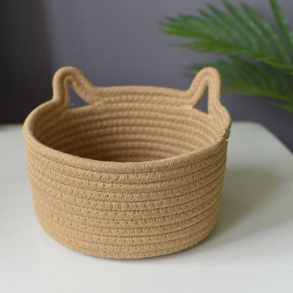 Cat-Eared Woven Storage Basket Siopsrl