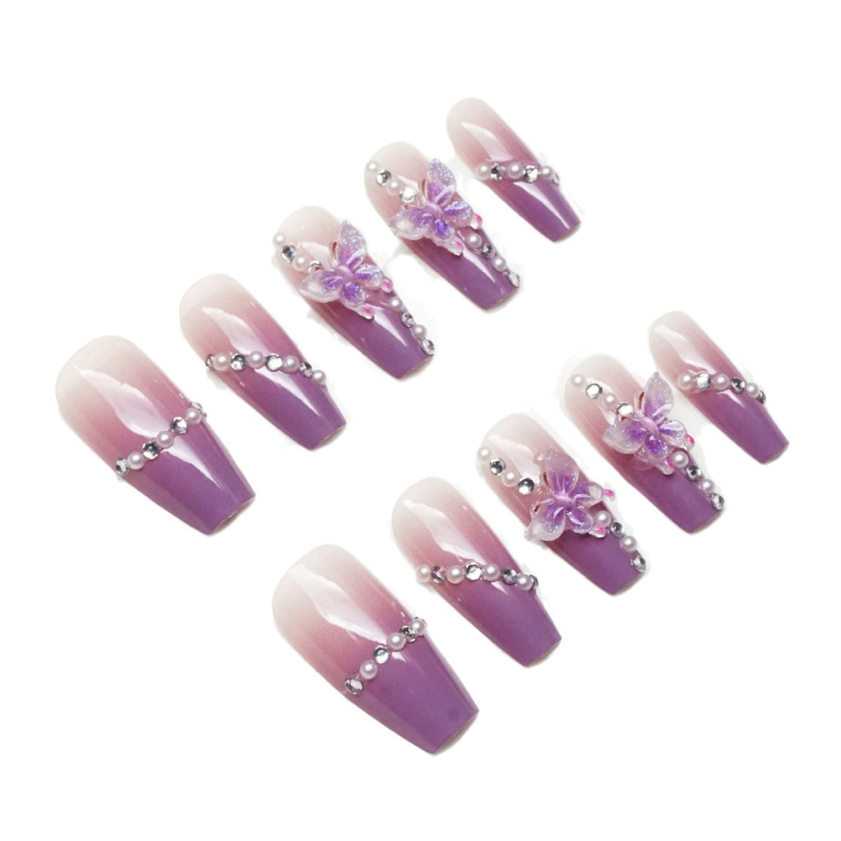 Siopsrl | Artificial nails with elegant lilac design Siopsrl