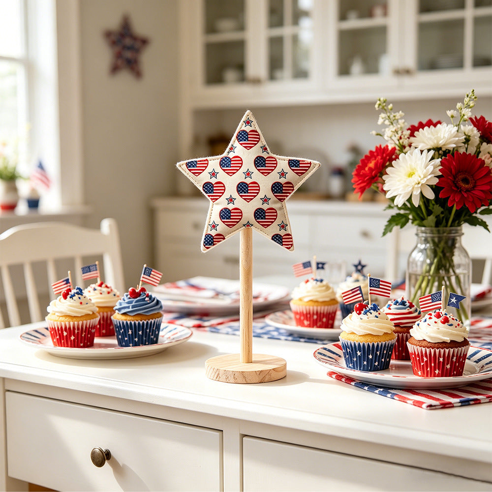 Siopsrl | Unisex decorative star decoration figures made of fabric on wooden stand Siopsrl
