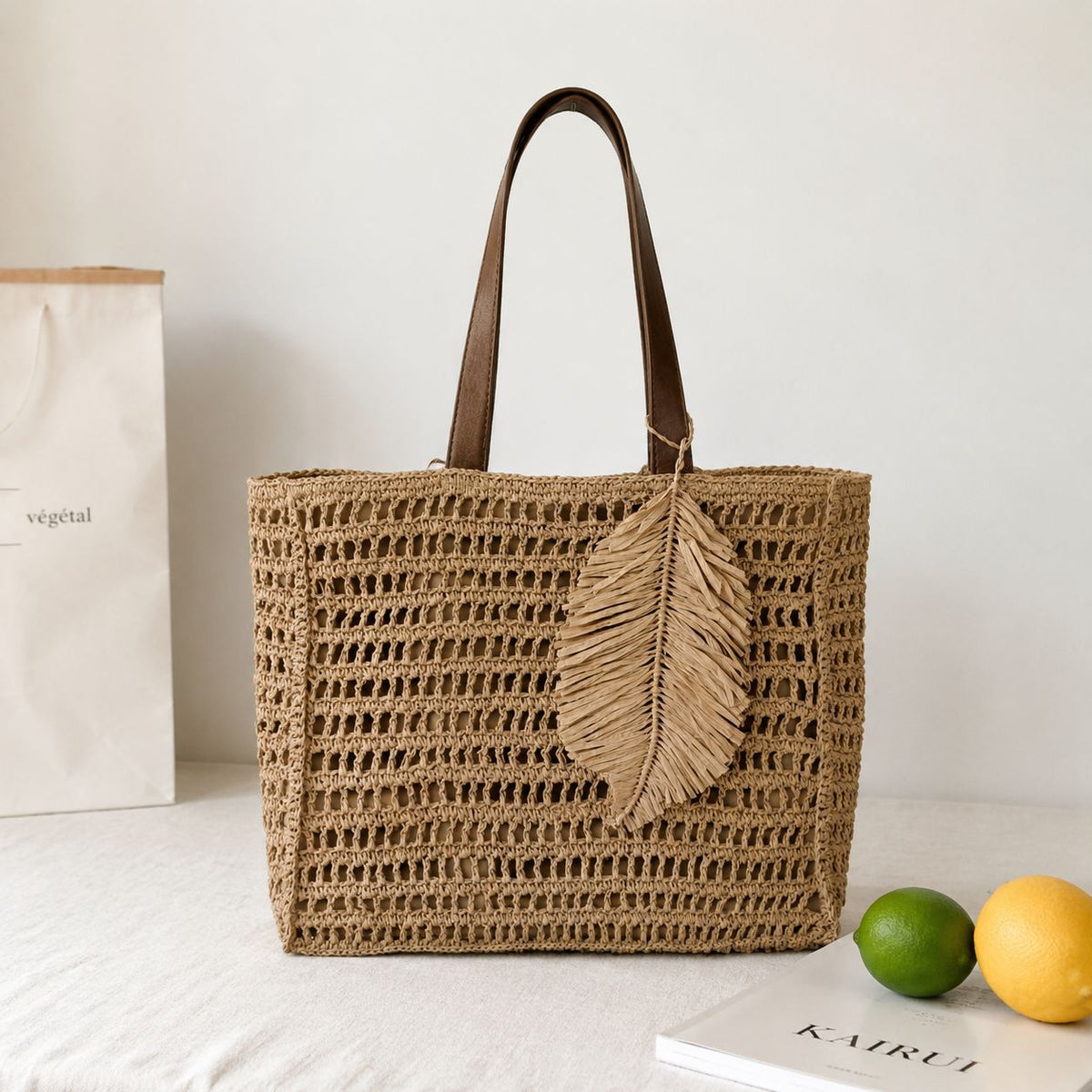 Siopsrl | Macramé Beach Bag with Leather Accents Siopsrl