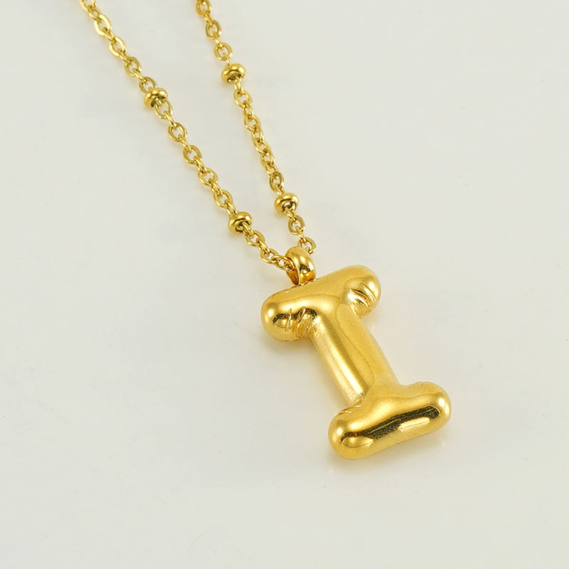 Bubble Letter Initial Necklace