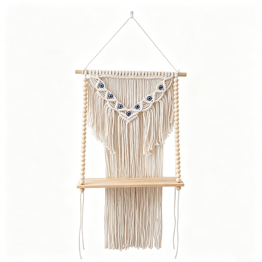 Macrame Wall Hanging Shelf with Decorative Beads Siopsrl