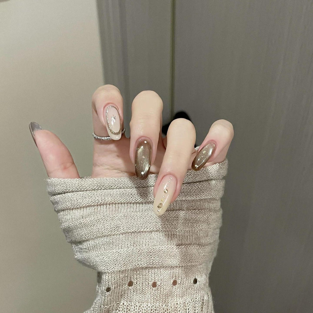 Siopsrl | Artificial nails with glitter and star design Siopsrl