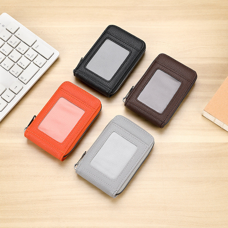 Siopsrl | RFID-Blocking Textured Leather Zip Card Holder Siopsrl