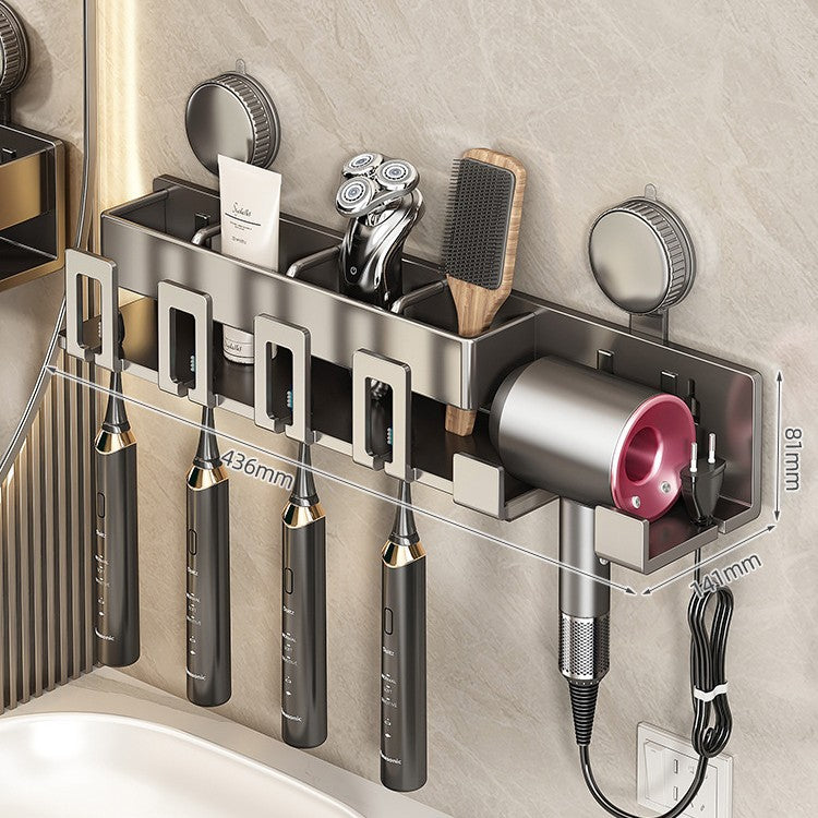 Siopsrl | Wall-Mounted Hair Tool Organizer with Storage Compartment Siopsrl