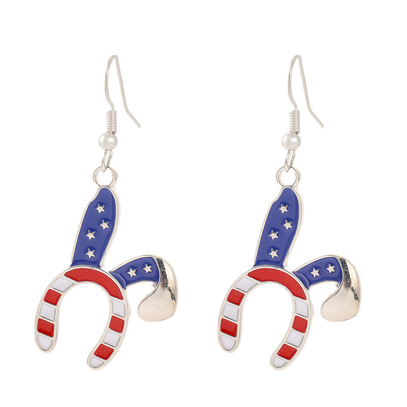 Siopsrl | Women nan enamel horseshoe earrings with star motif and fishhook closure Siopsrl