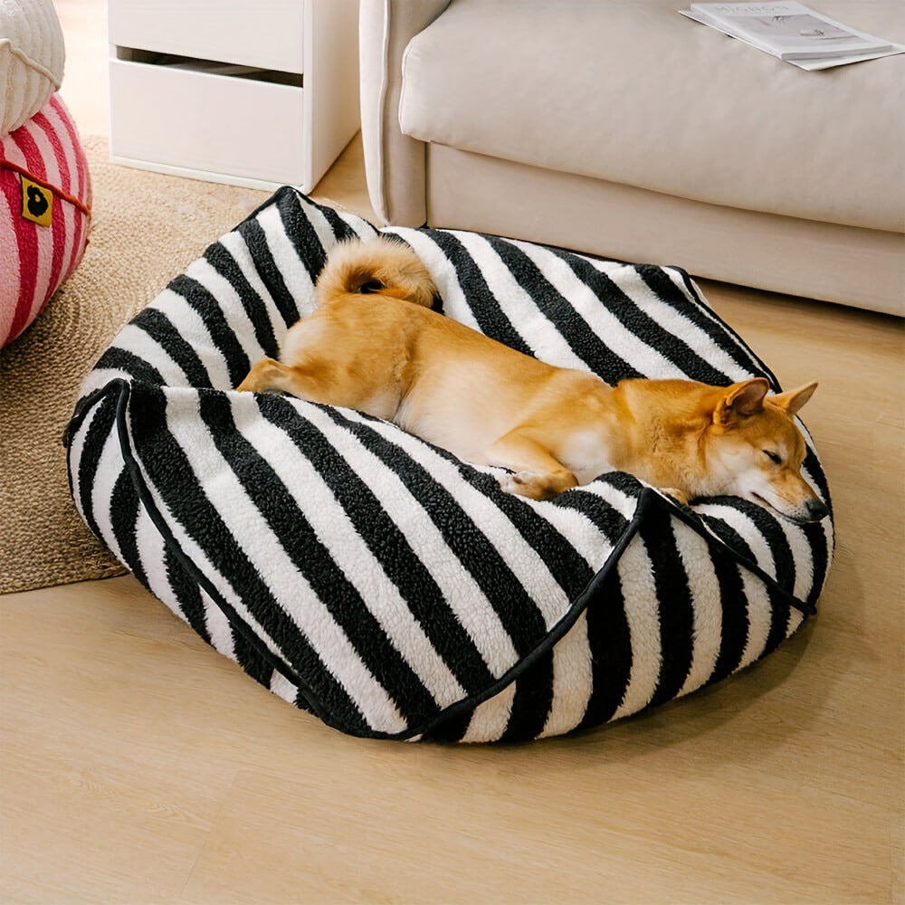 Siopsrl | Comfortable Striped Plush Dog Bed