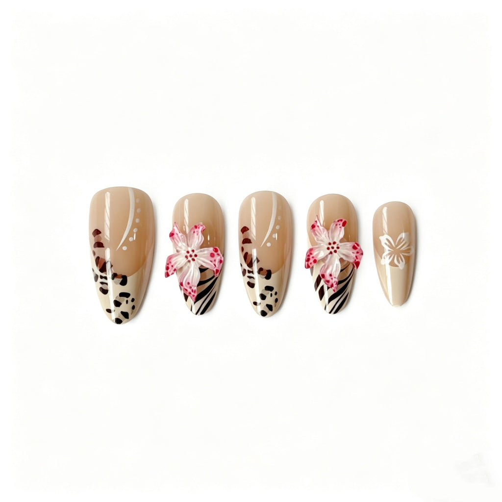 Siopsrl | Artistic Floral and Animal Print Press-On Nails Siopsrl