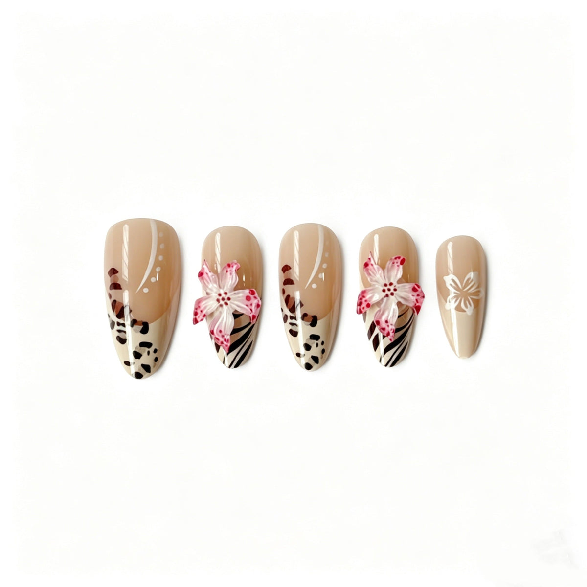 Siopsrl | Artistic Floral and Animal Print Press-On Nails Siopsrl