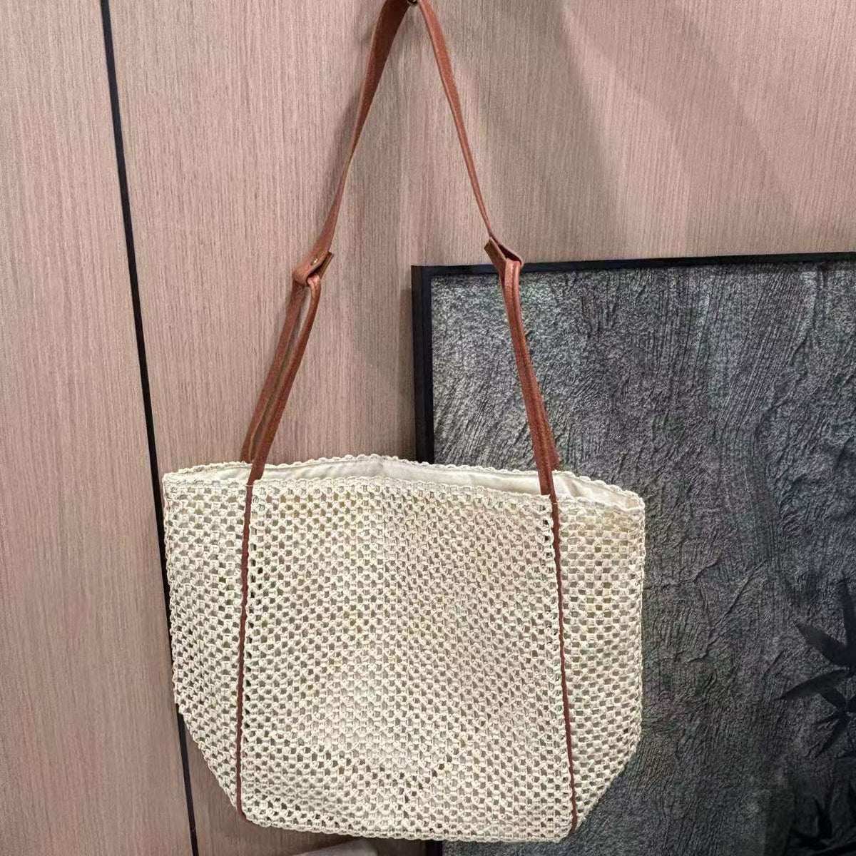 Siopsrl | Fashionable mesh tote bag with leather handles Siopsrl