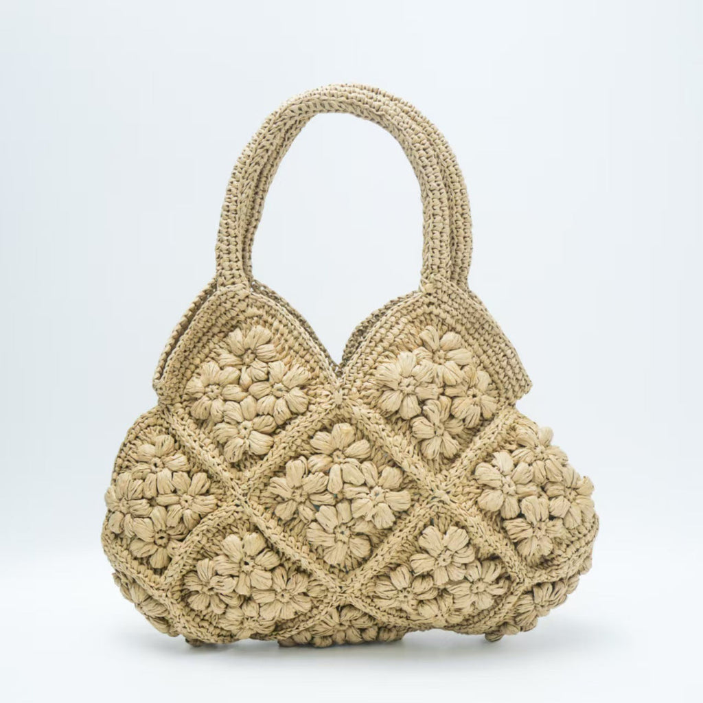 Siopsrl | Handmade macrame shoulder bag with playful flower pattern Siopsrl