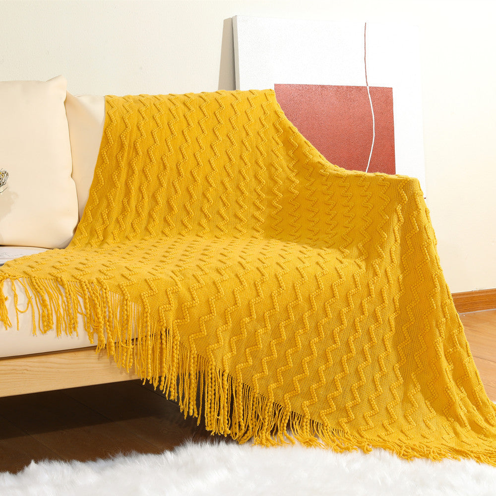 Siopsrl | Textured Woven Throw Blanket with Fringe Siopsrl