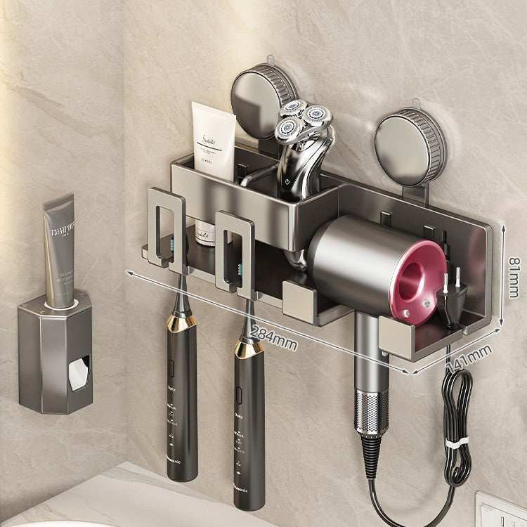Siopsrl | Wall-Mounted Hair Tool Organizer with Storage Compartment Siopsrl