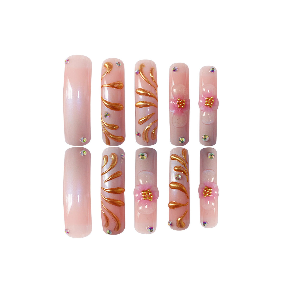 Siopsrl | Luxury Gold-Accented Press-On Nail Art Siopsrl
