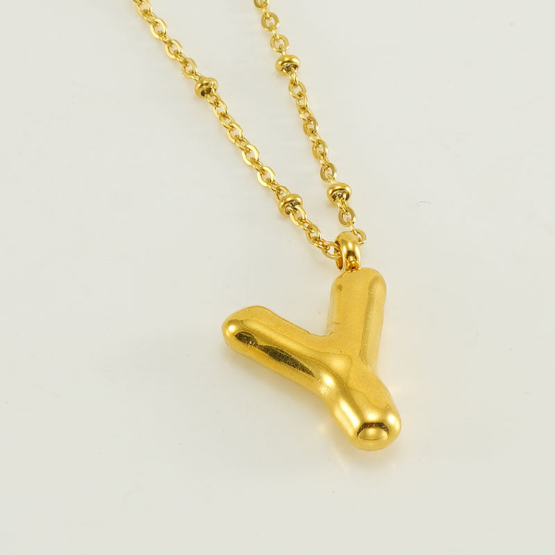 Bubble Letter Initial Necklace