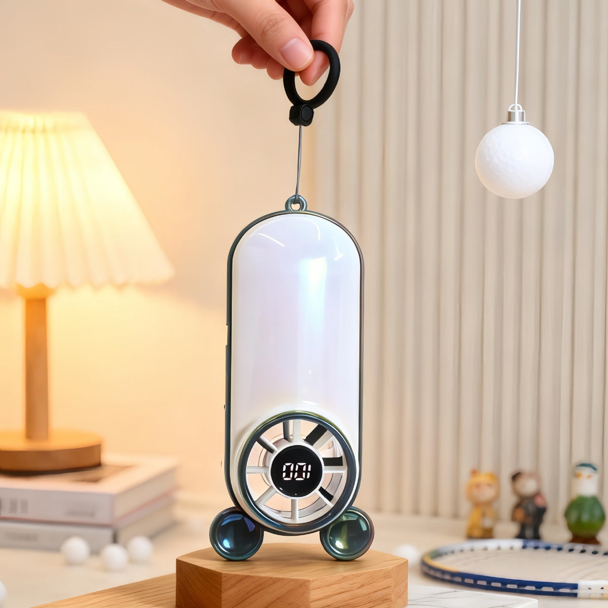 Siopsrl | Ladies portable hand fan with digital temperature display and cute character design Siopsrl