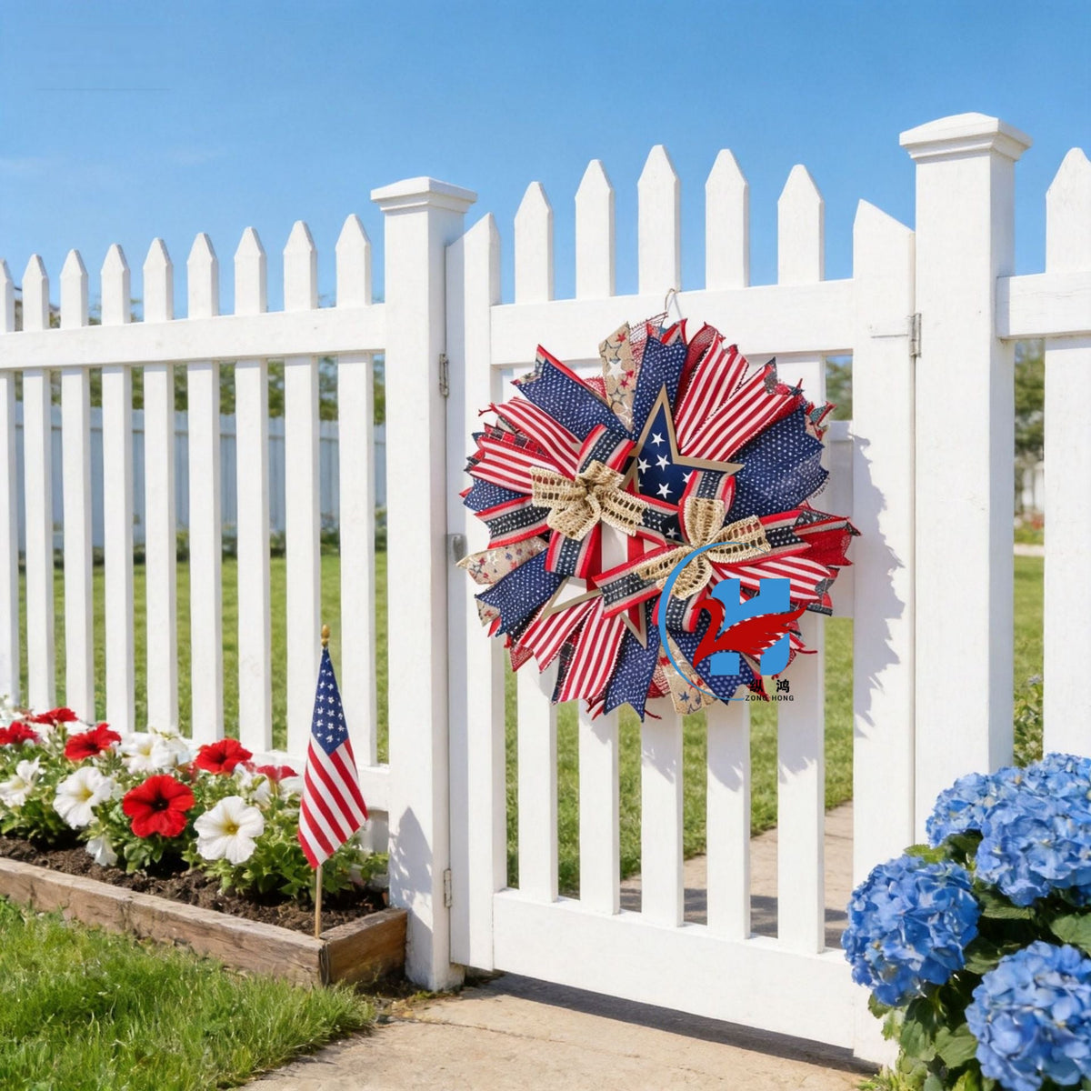 Siopsrl | Unisex nan more patriotic door wreath in star design made of wood and jute ribbons Siopsrl