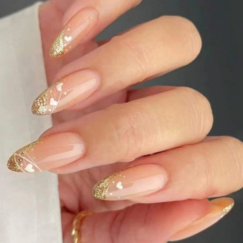 Siopsrl | Glitter-Accent Almond-Shape Press-On Nail Set Siopsrl