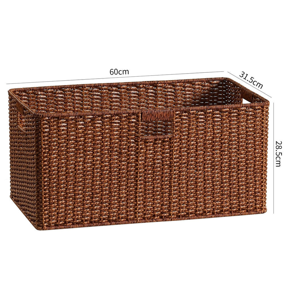 Handwoven Rectangular Storage Basket with Cut-Out Handles Siopsrl