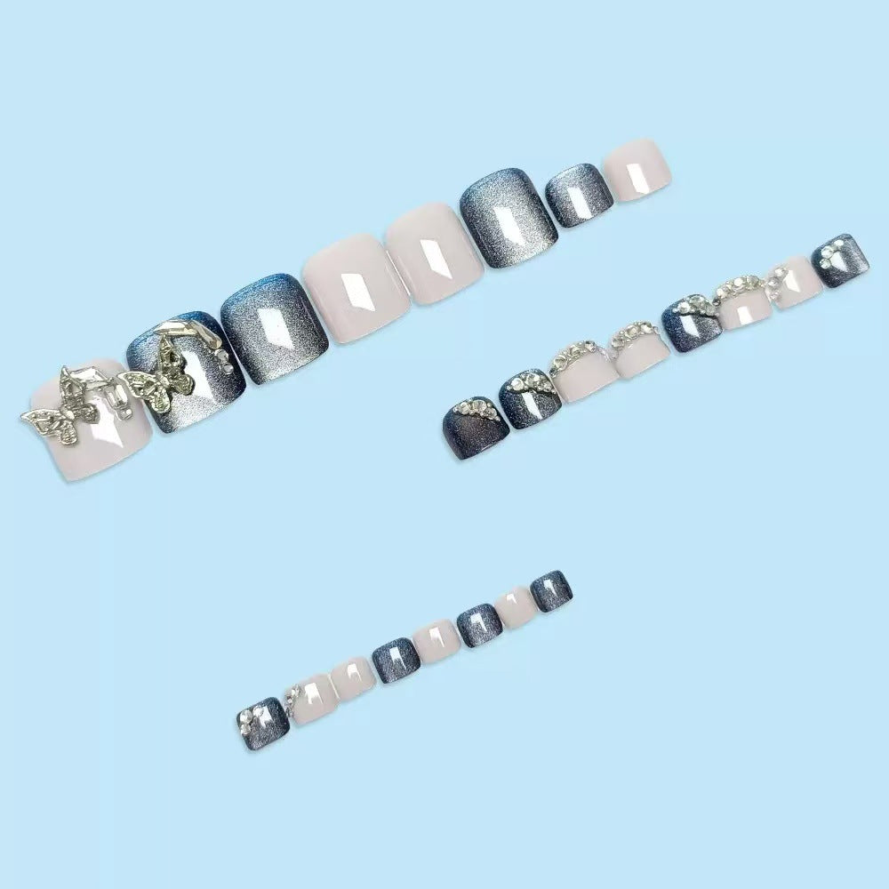 Siopsrl | Artificial nail set with elegant 3D decorations and glitter accents Siopsrl