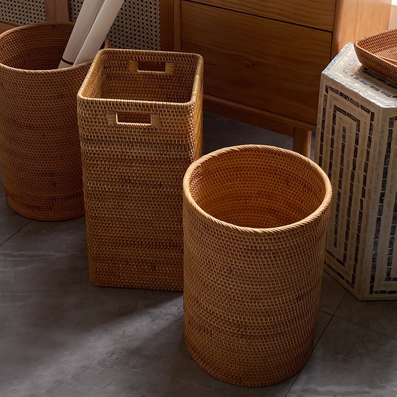 Rectangular Woven Storage Basket with Practical Handles
