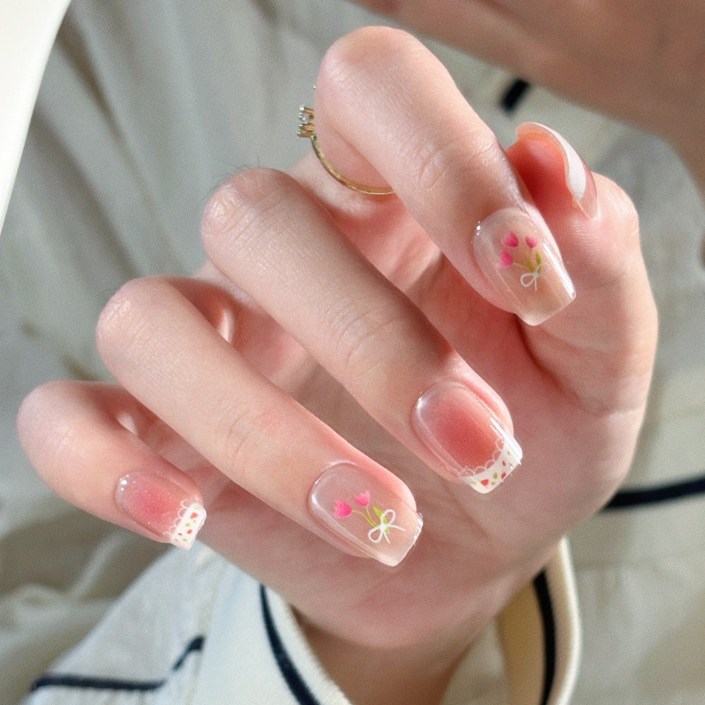 Siopsrl | Elegant Stiletto Press-On Nails with Decorative Floral Accents Siopsrl