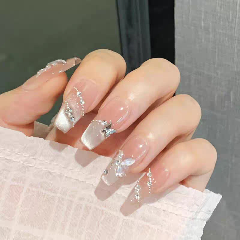 Siopsrl | Decorative Long Stiletto Press-On Nails with Heart and Floral Accents Siopsrl